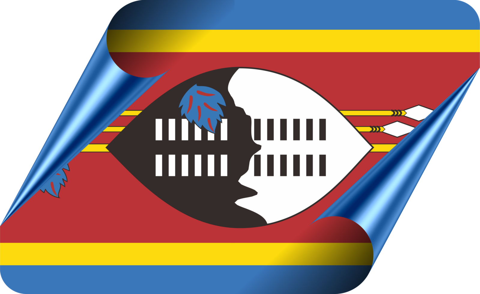 Swaziland Flag with Modern Folded Paper Effect png