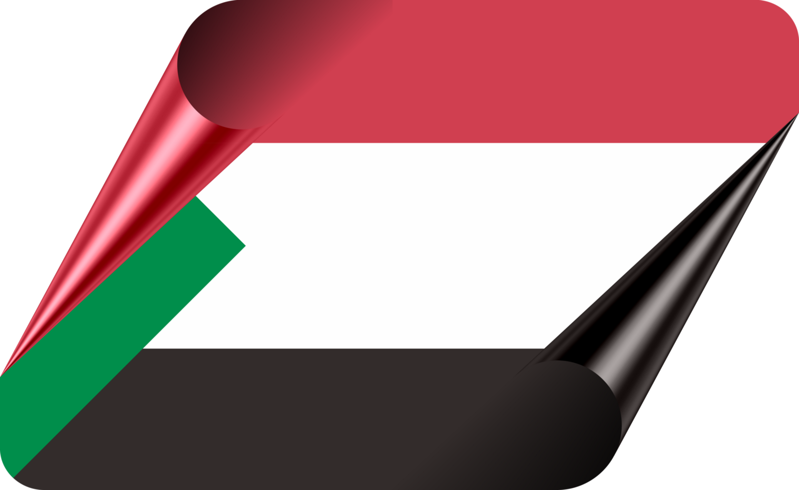 Sudan Flag with Modern Folded Paper Effect png