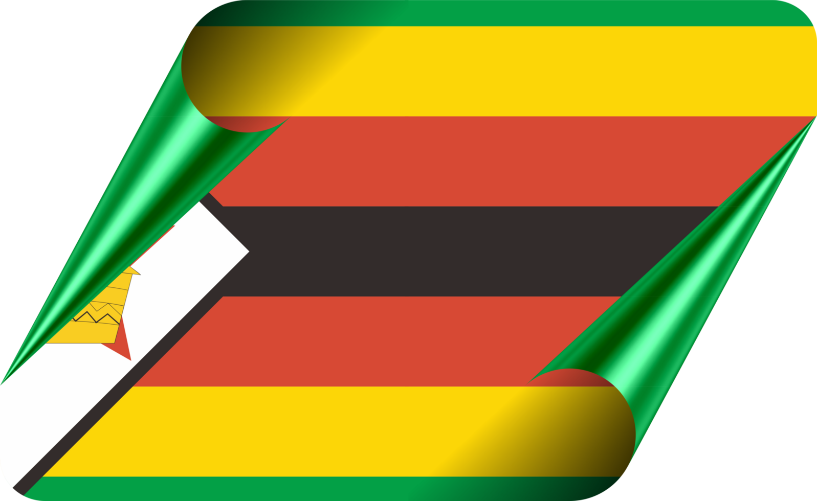 Zimbabwe Flag with Modern Folded Paper Effect png