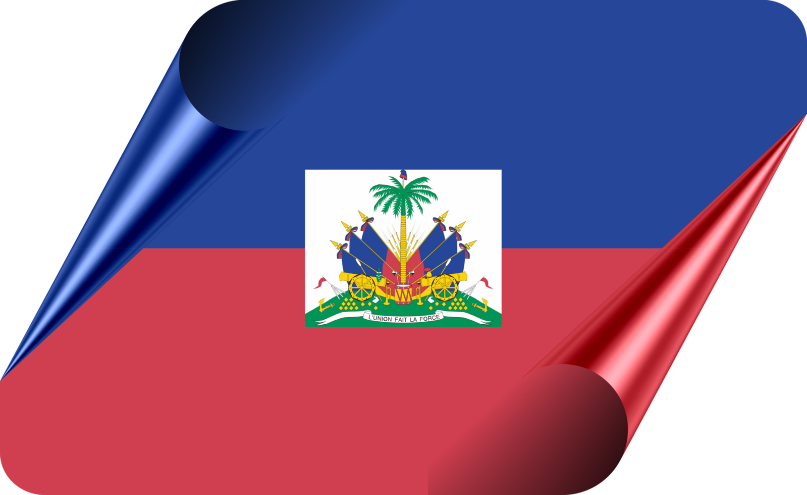 Haiti Flag with Modern Folded Paper Effect png