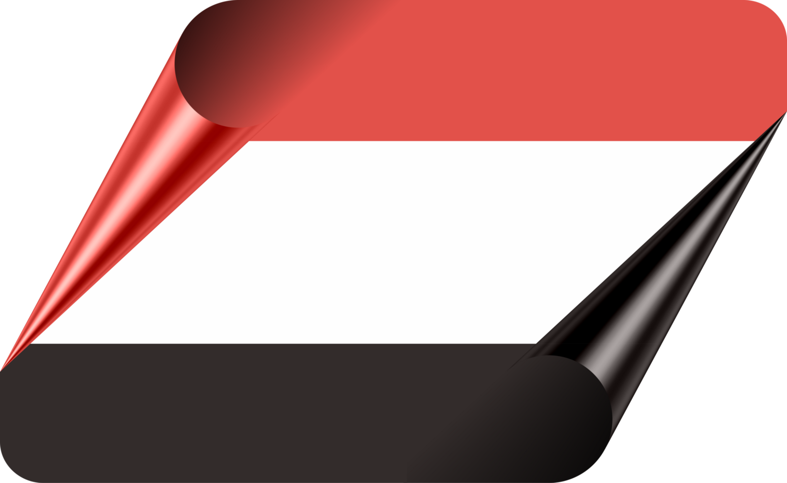 Yemen Flag with Modern Folded Paper Effect png