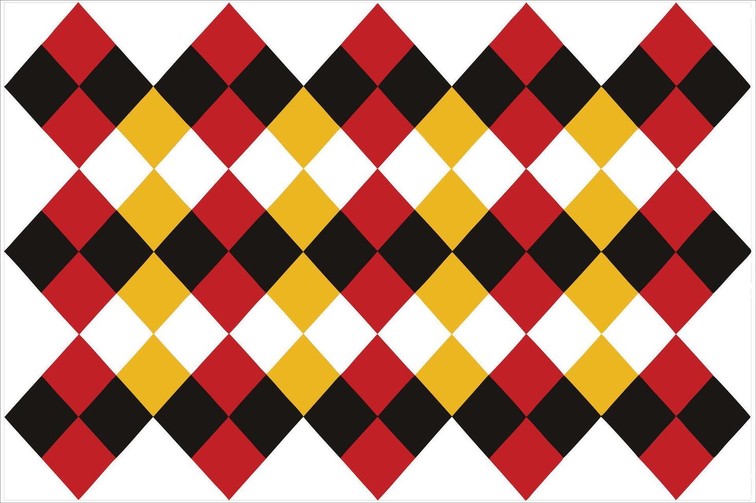 A red, yellow and black argyle pattern vector