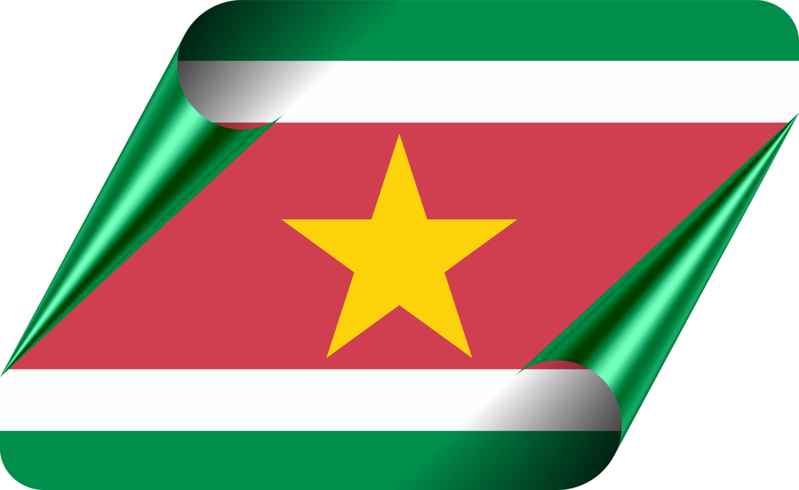Suriname Flag with Modern Folded Paper Effect png