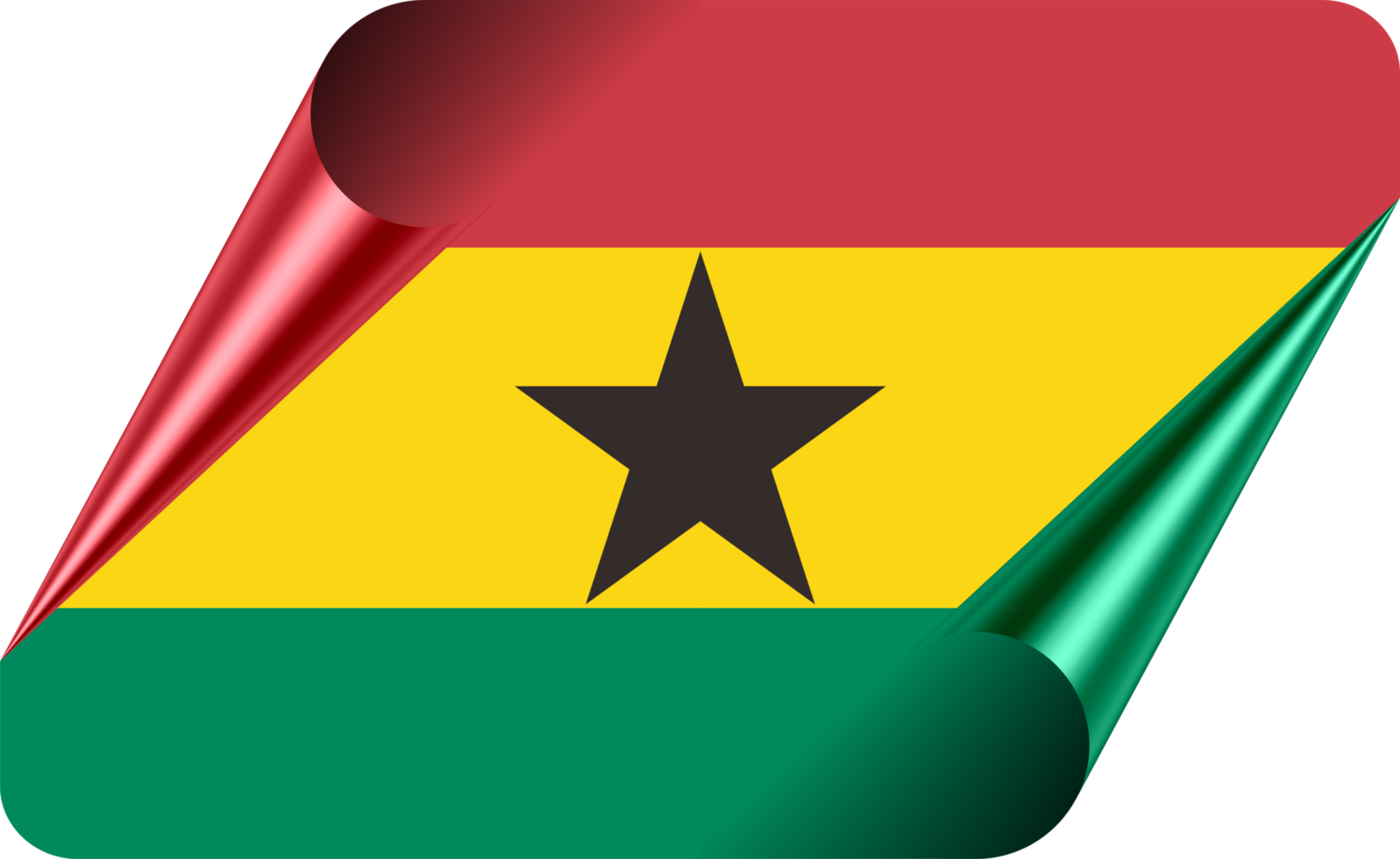 Ghana Flag with Modern Folded Paper Effect png