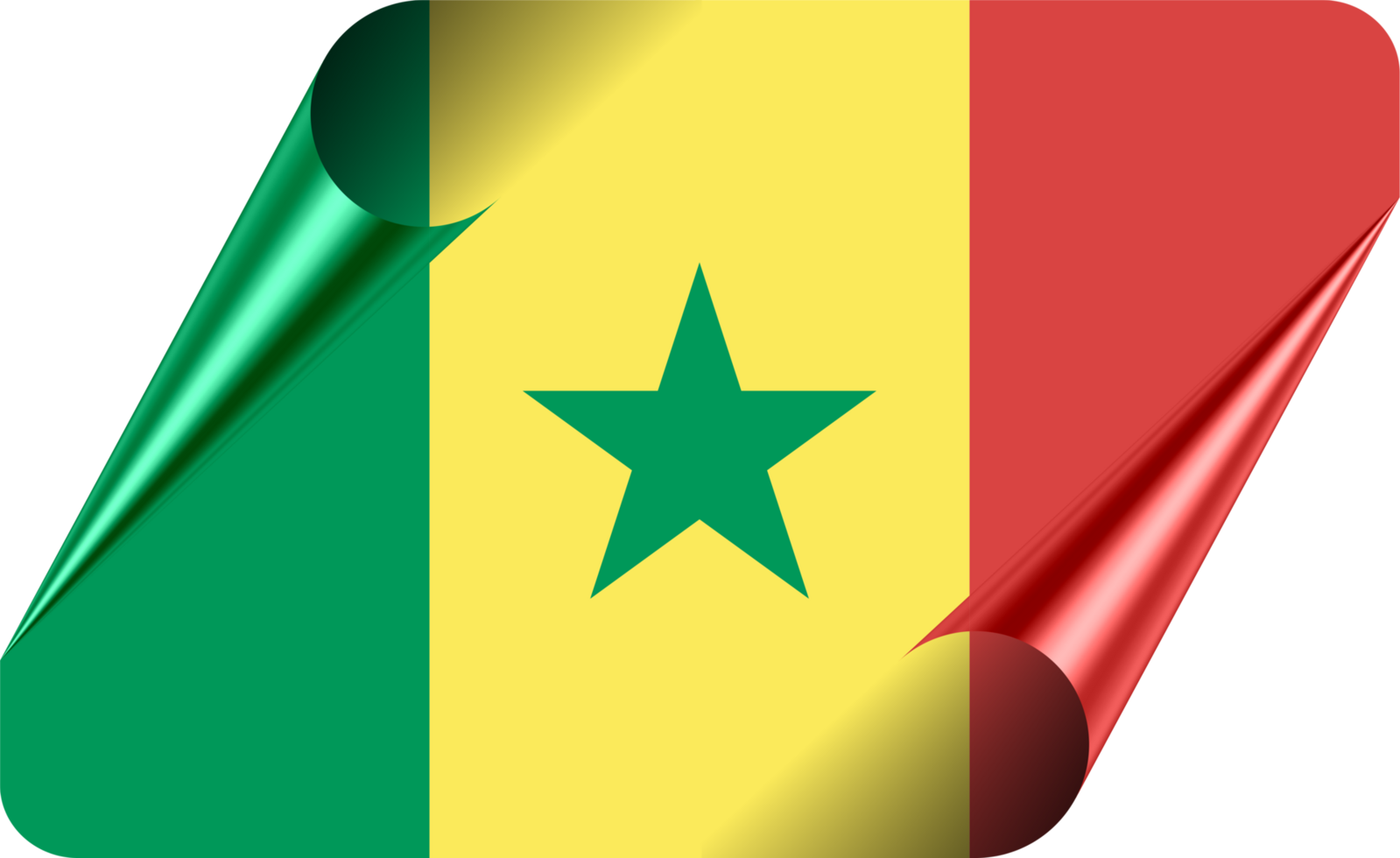 Senegal Flag with Modern Folded Paper Effect png