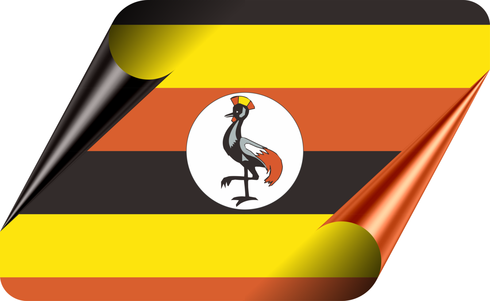 Uganda Flag with Modern Folded Paper Effect png