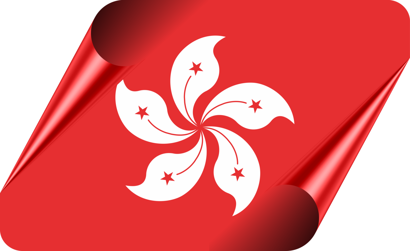 Hong Kong Flag with Modern Folded Paper Effect png