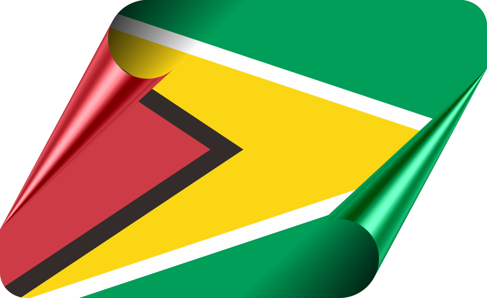Guyana Flag with Modern Folded Paper Effect png