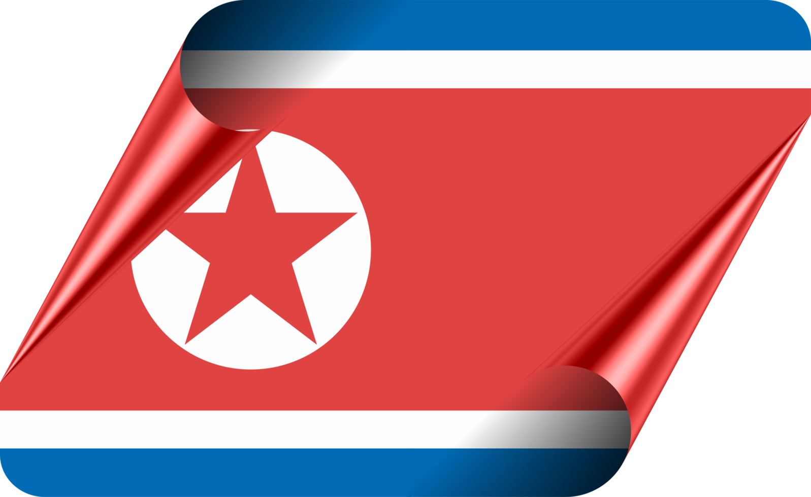 North Korea Flag with Modern Folded Paper Effect png