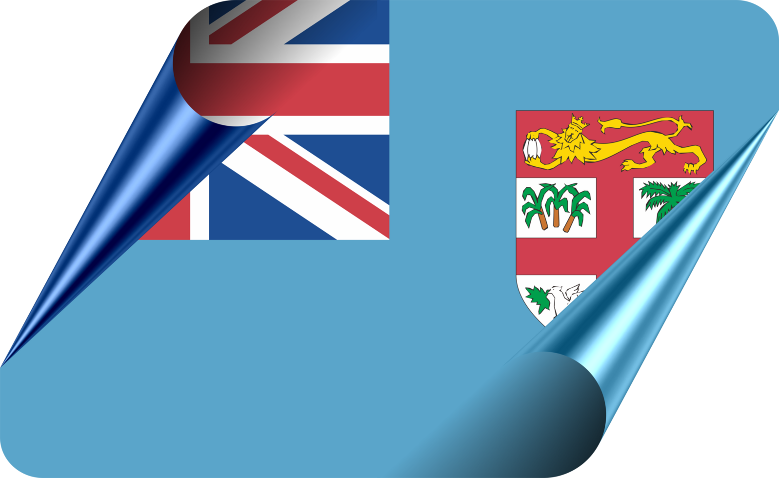 Fiji Flag with Modern Folded Paper Effect png