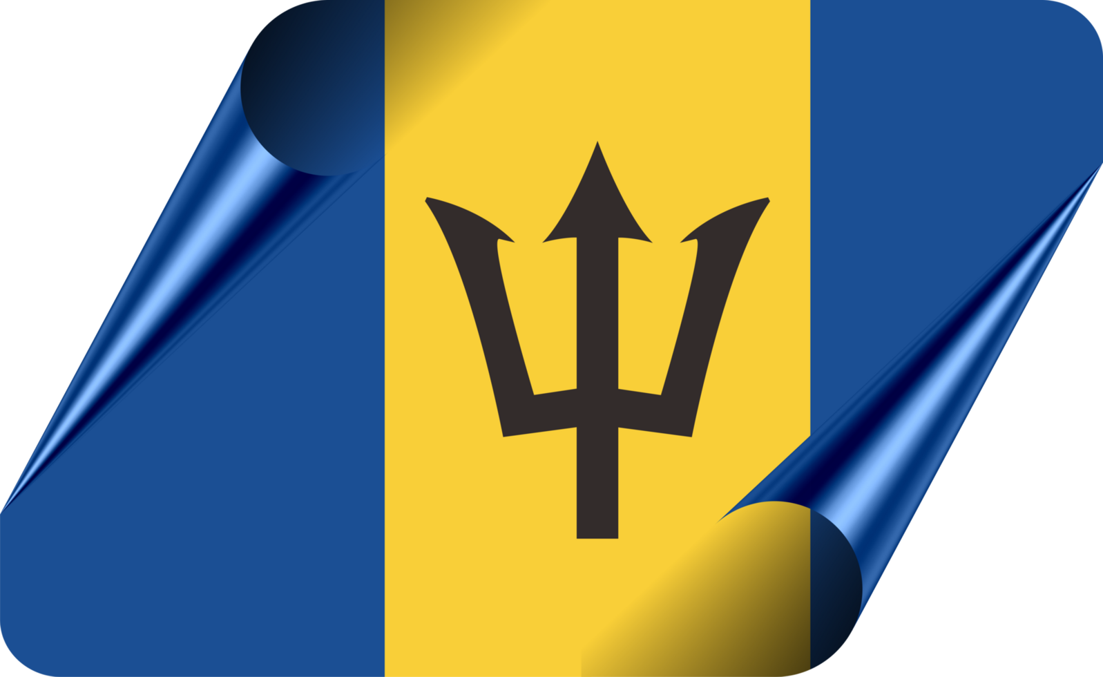 Barbados Flag with Modern Folded Paper Effect png