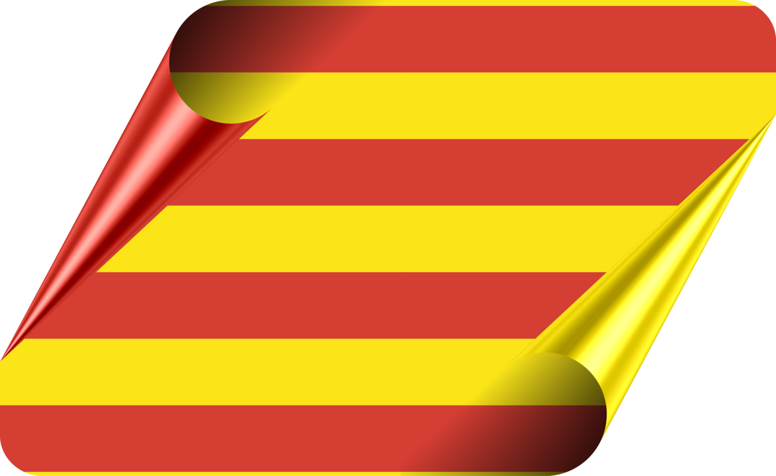 Catalonia Flag with Modern Folded Paper Effect png