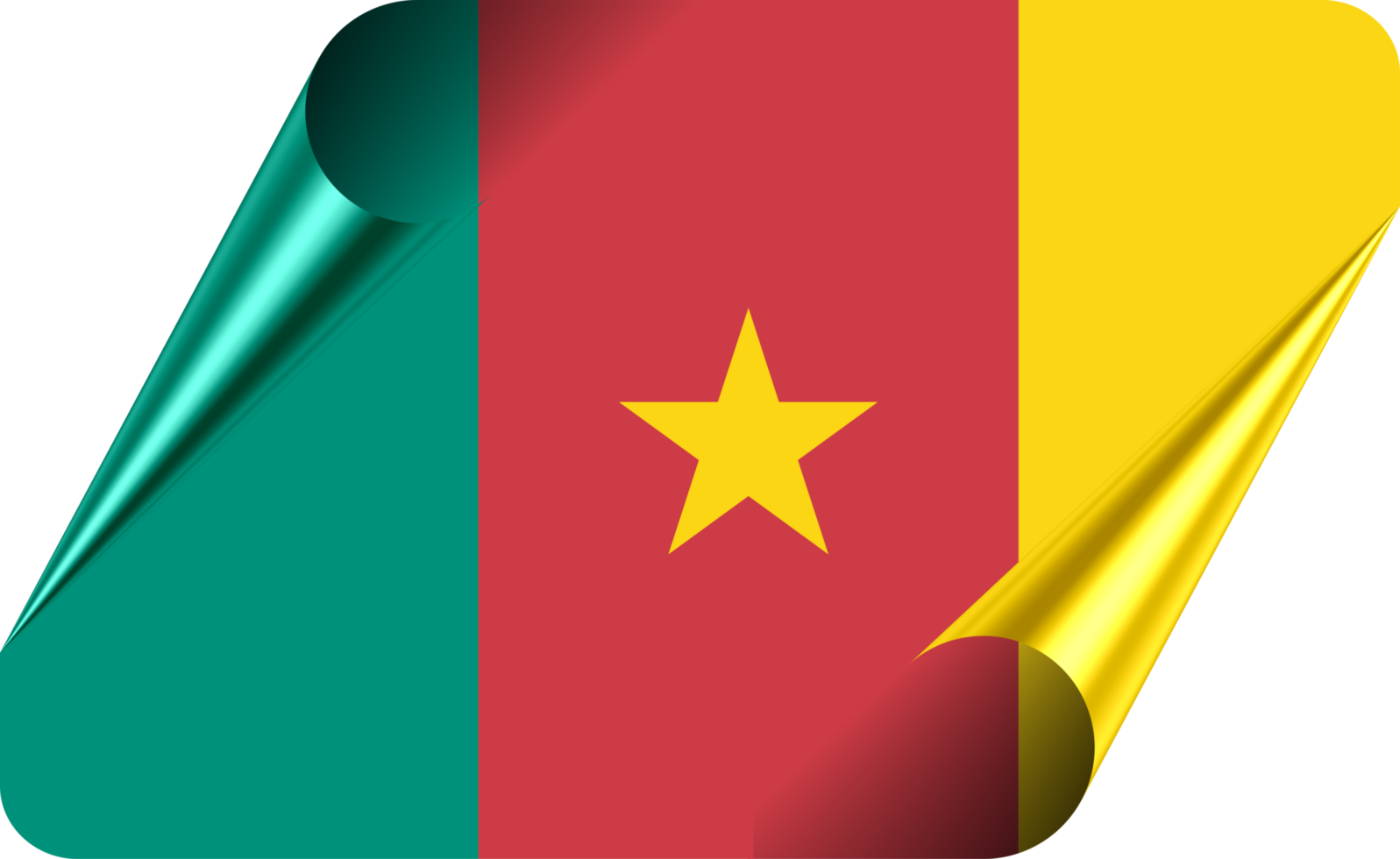 Cameroon Flag with Modern Folded Paper Effect png