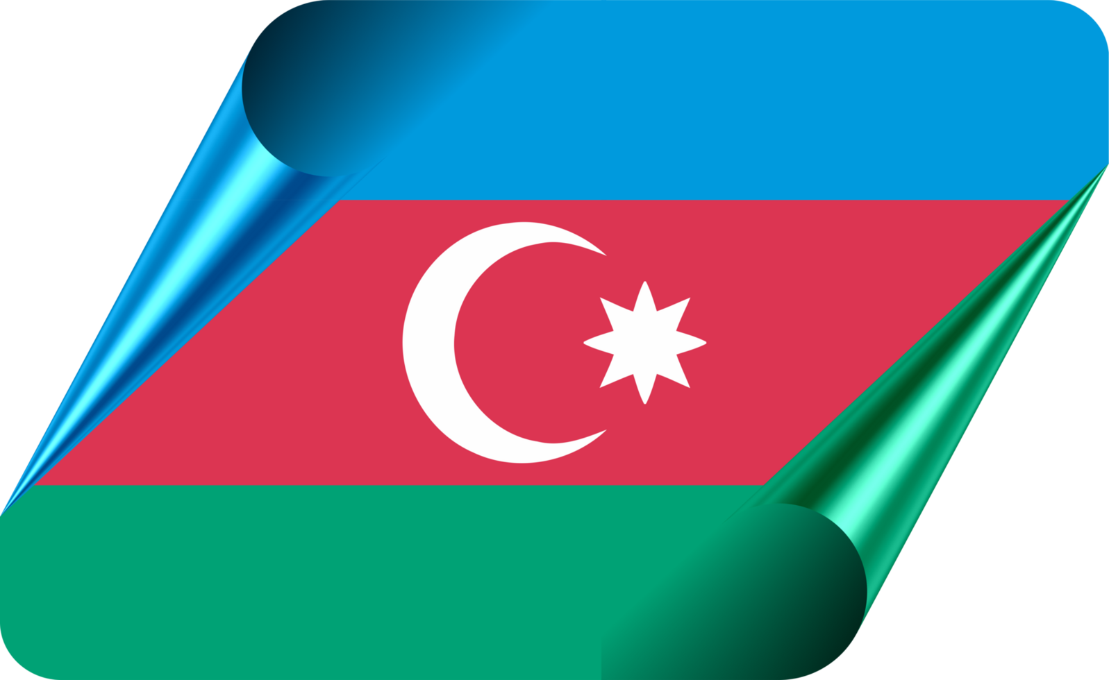 Azerbaijan Flag with Modern Folded Paper Effect png