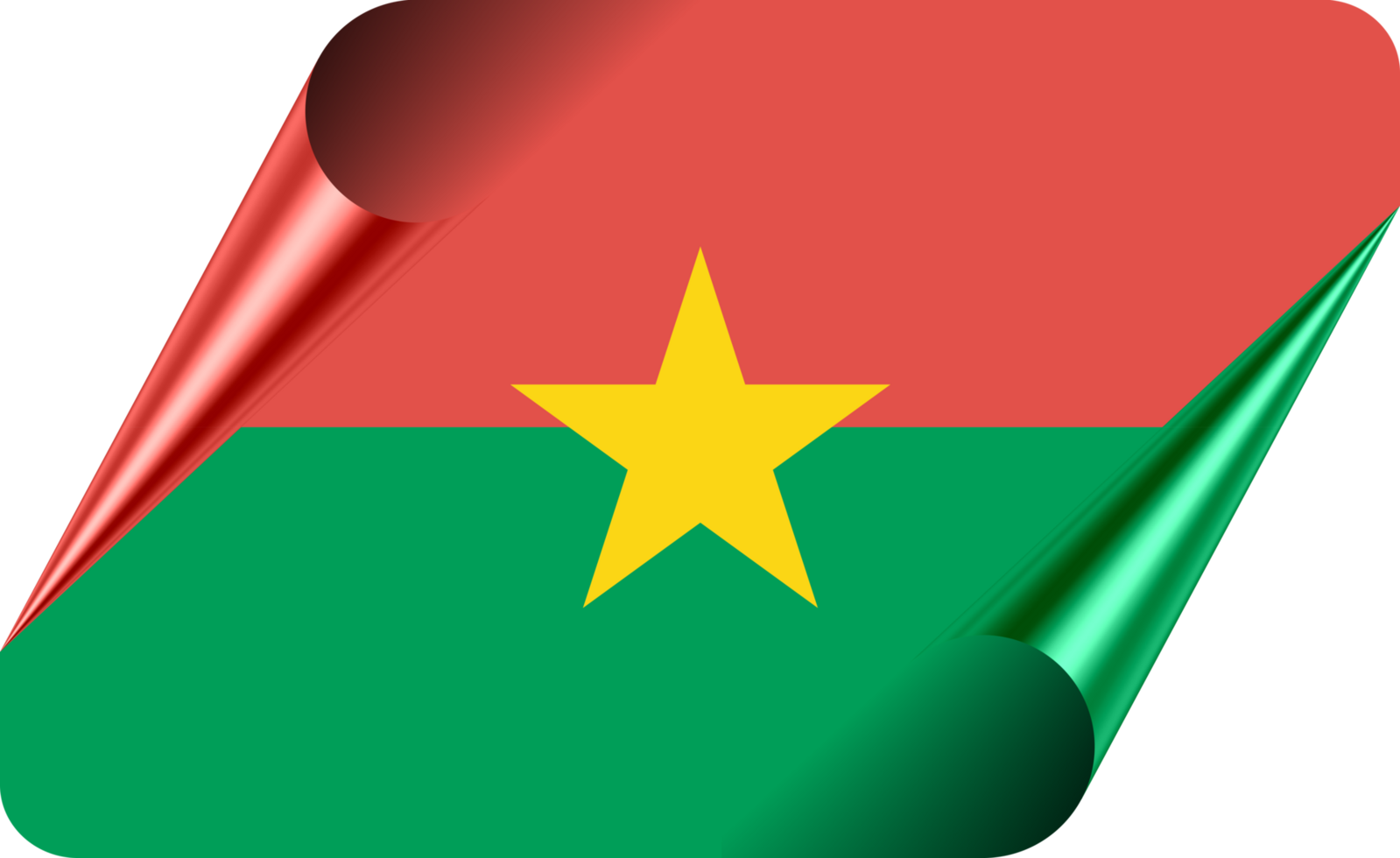 Burkina Faso Flag with Modern Folded Paper Effect png