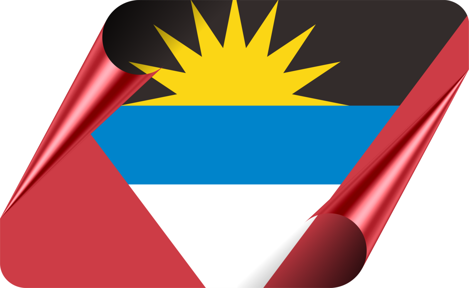 Antigua and Barbuda Flag with Modern Folded Paper Effect png