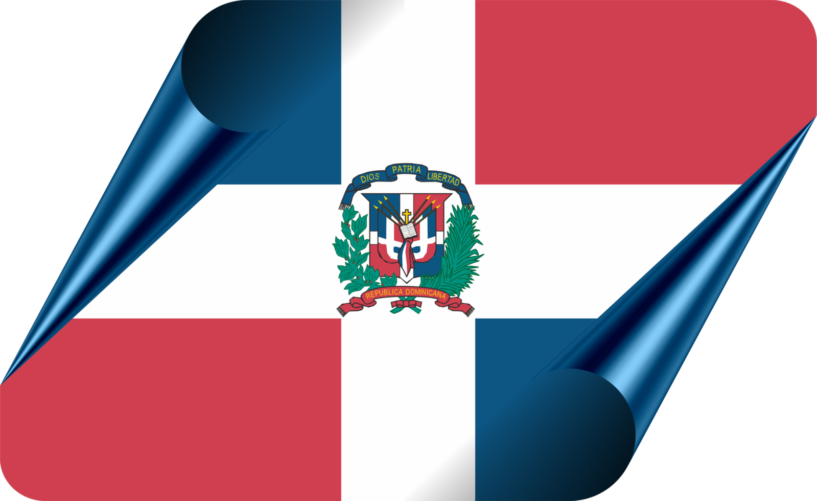 Dominican Republic Flag with Modern Folded Paper Effect png