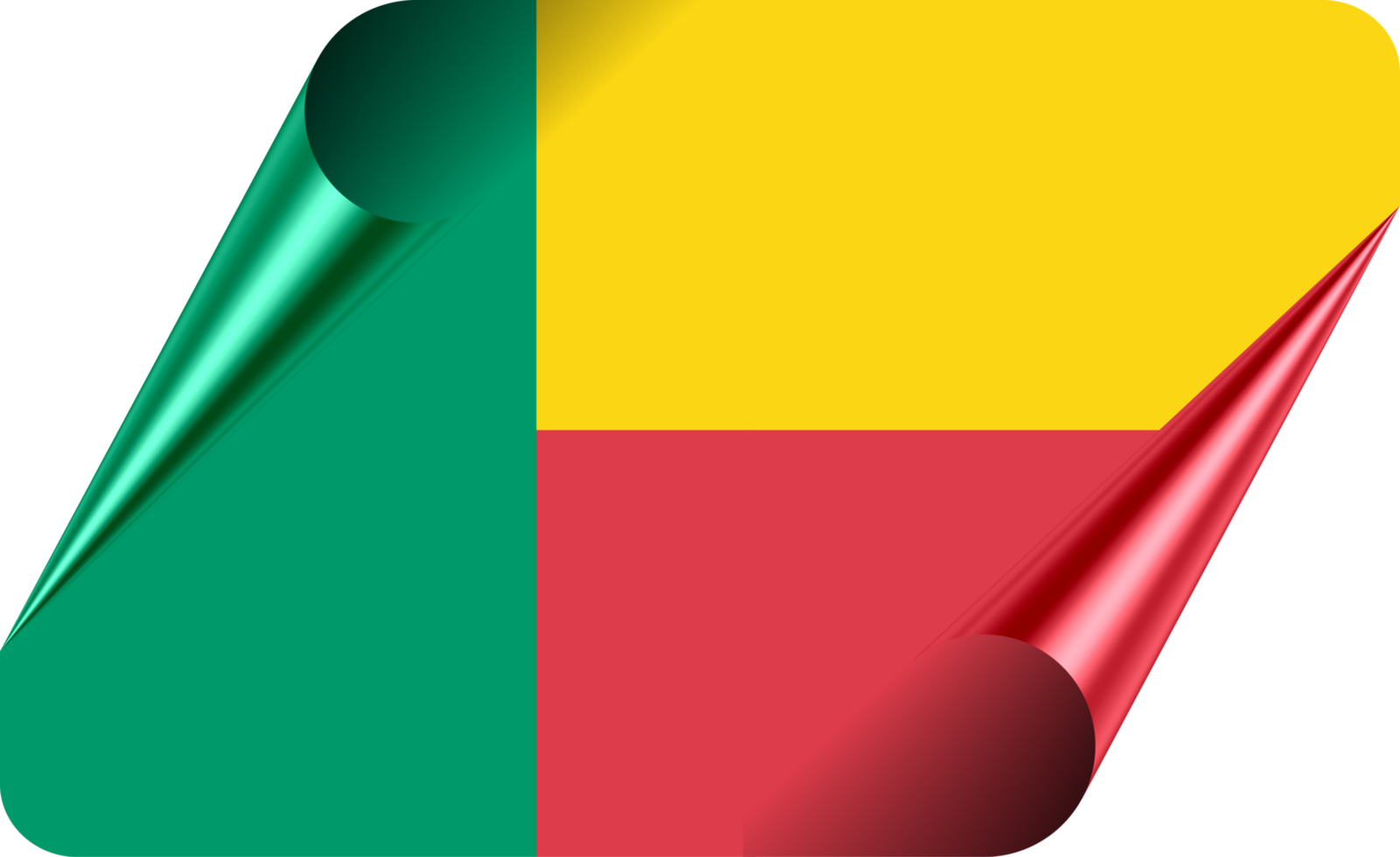 Benin Flag with Modern Folded Paper Effect png