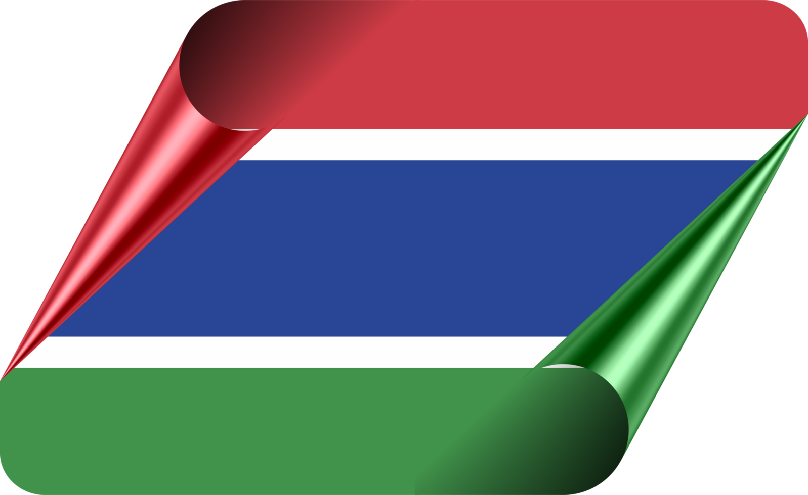 The Gambia Flag with Modern Folded Paper Effect png