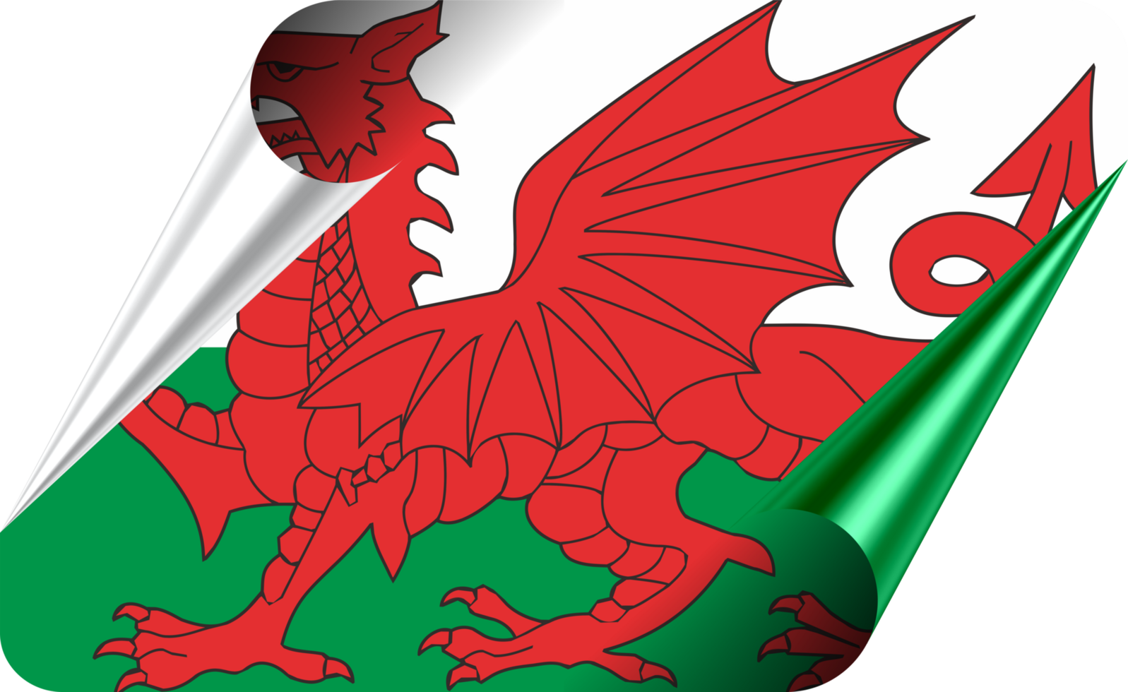 Wales Flag with Modern Folded Paper Effect png