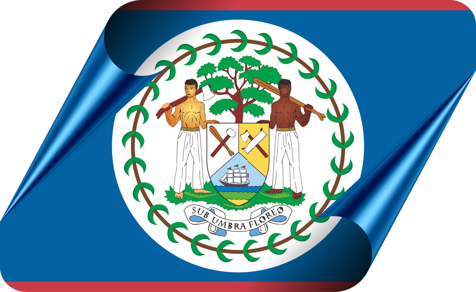 Belize Flag with Modern Folded Paper Effect png
