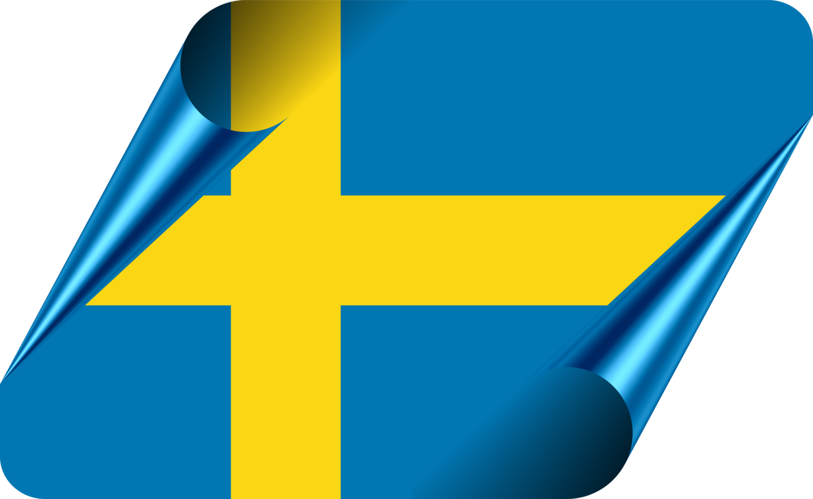 Sweden Flag with Modern Folded Paper Effect png