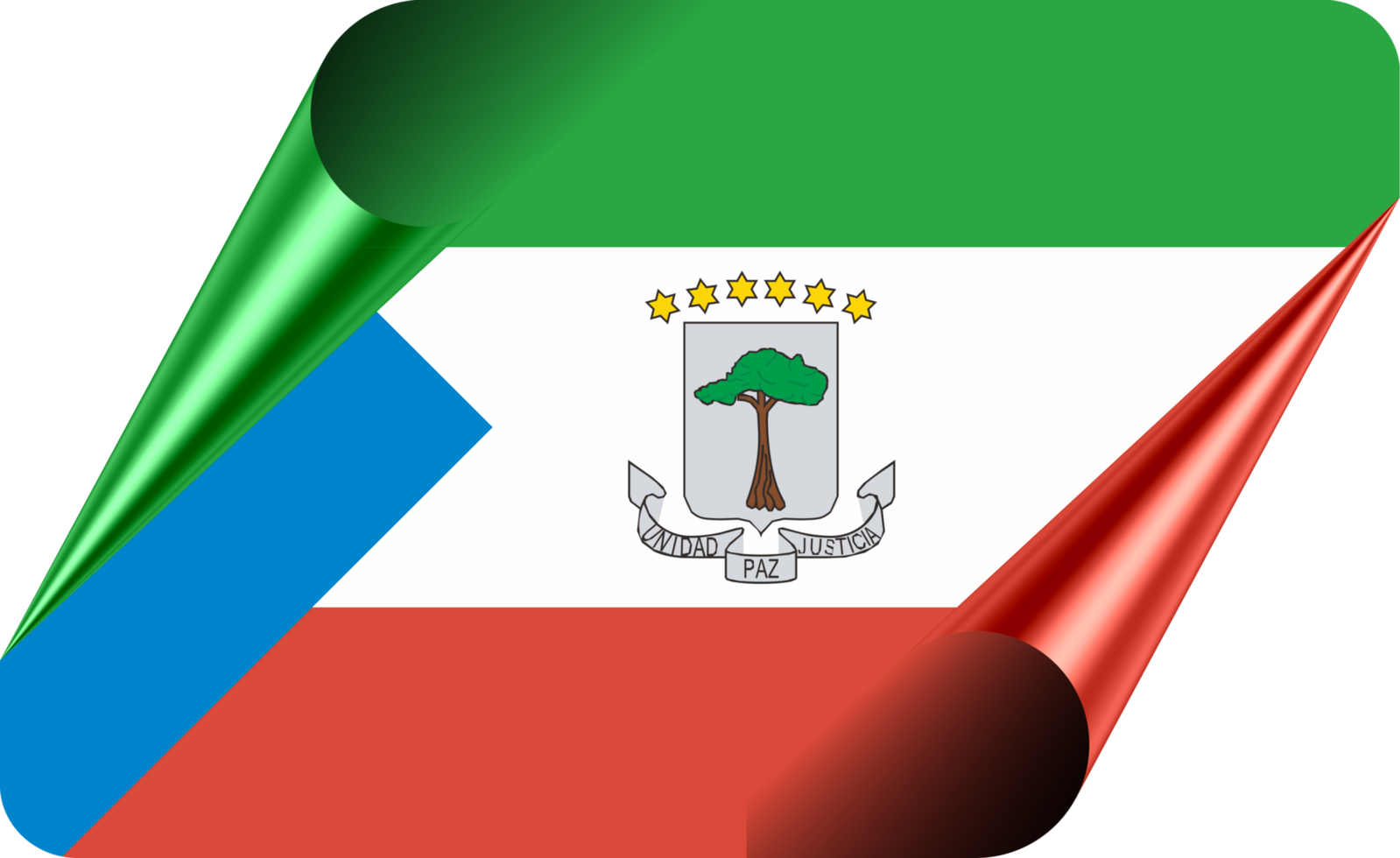 Equatorial Guinea Flag with Modern Folded Paper Effect png