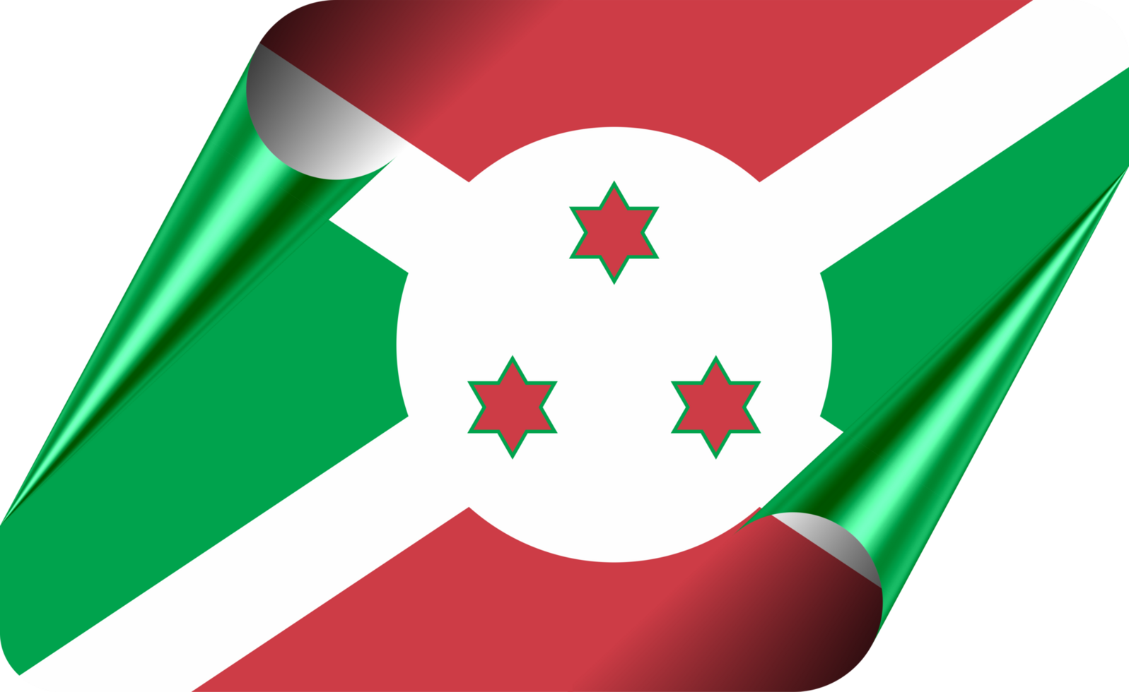 Burundi Flag with Modern Folded Paper Effect png