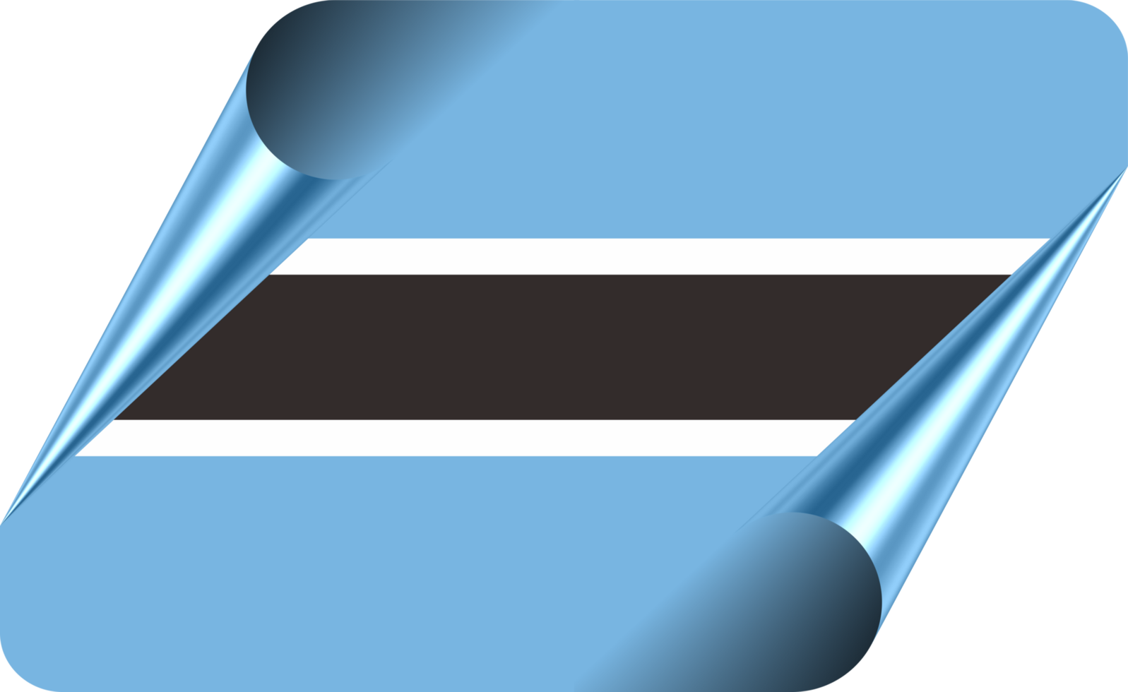 Botswana Flag with Modern Folded Paper Effect png