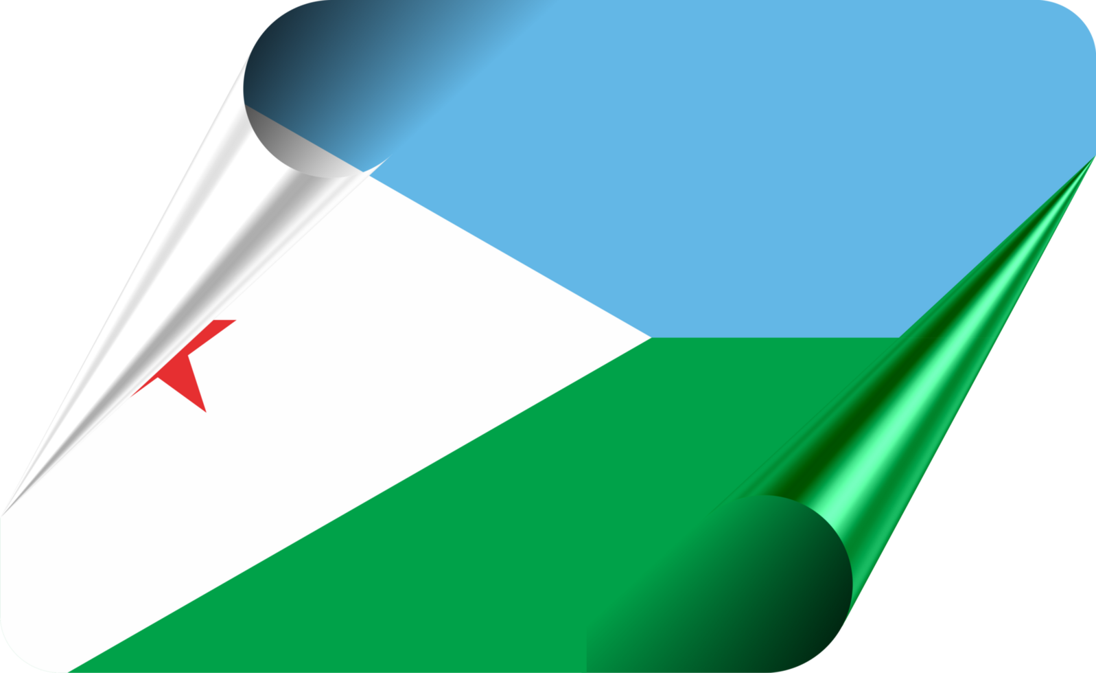 Djibouti Flag with Modern Folded Paper Effect png