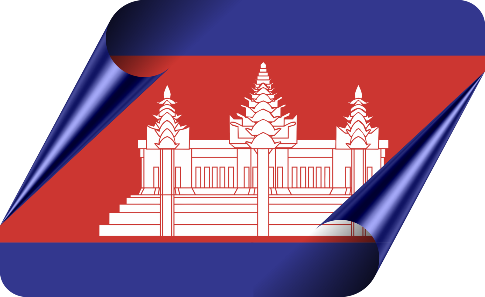 Cambodia Flag with Modern Folded Paper Effect png