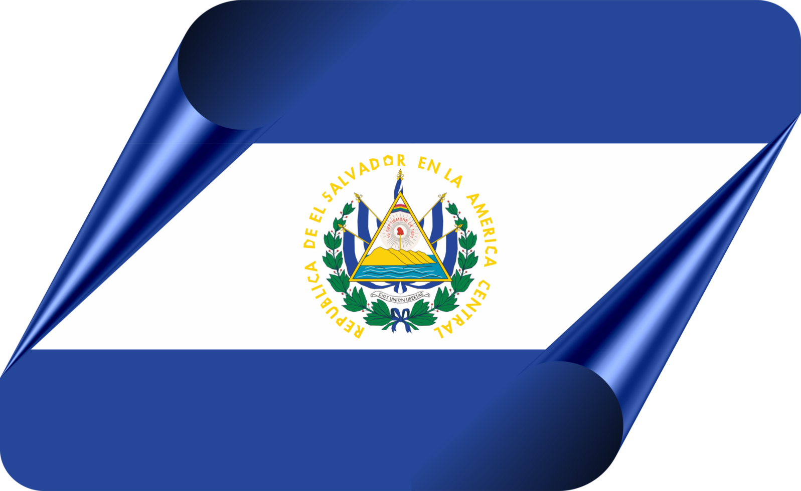 El Salvador Flag with Modern Folded Paper Effect png