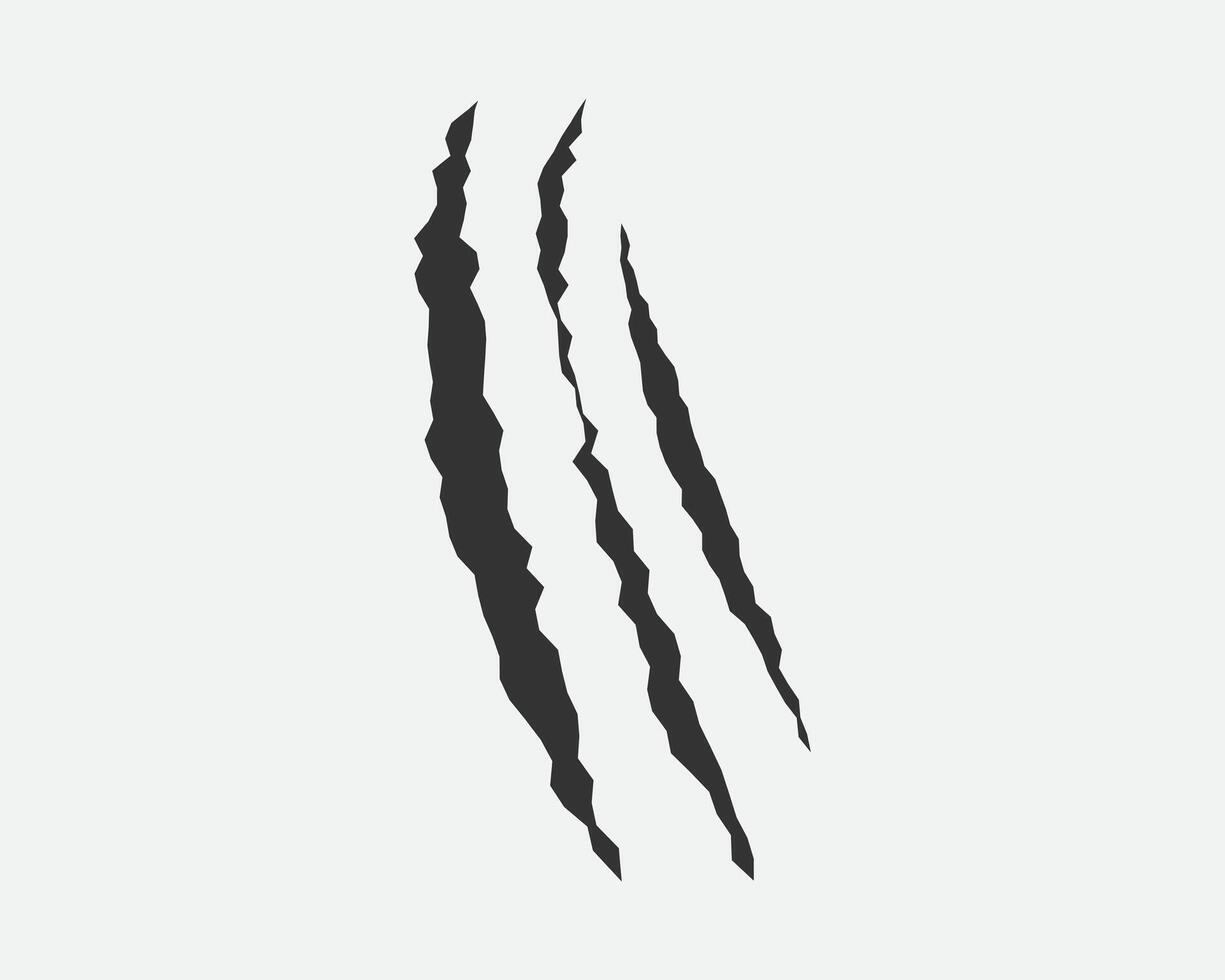 Claws scratches, animal monster mark design element, tattoo and decor for halloween. Black silhouette. vector