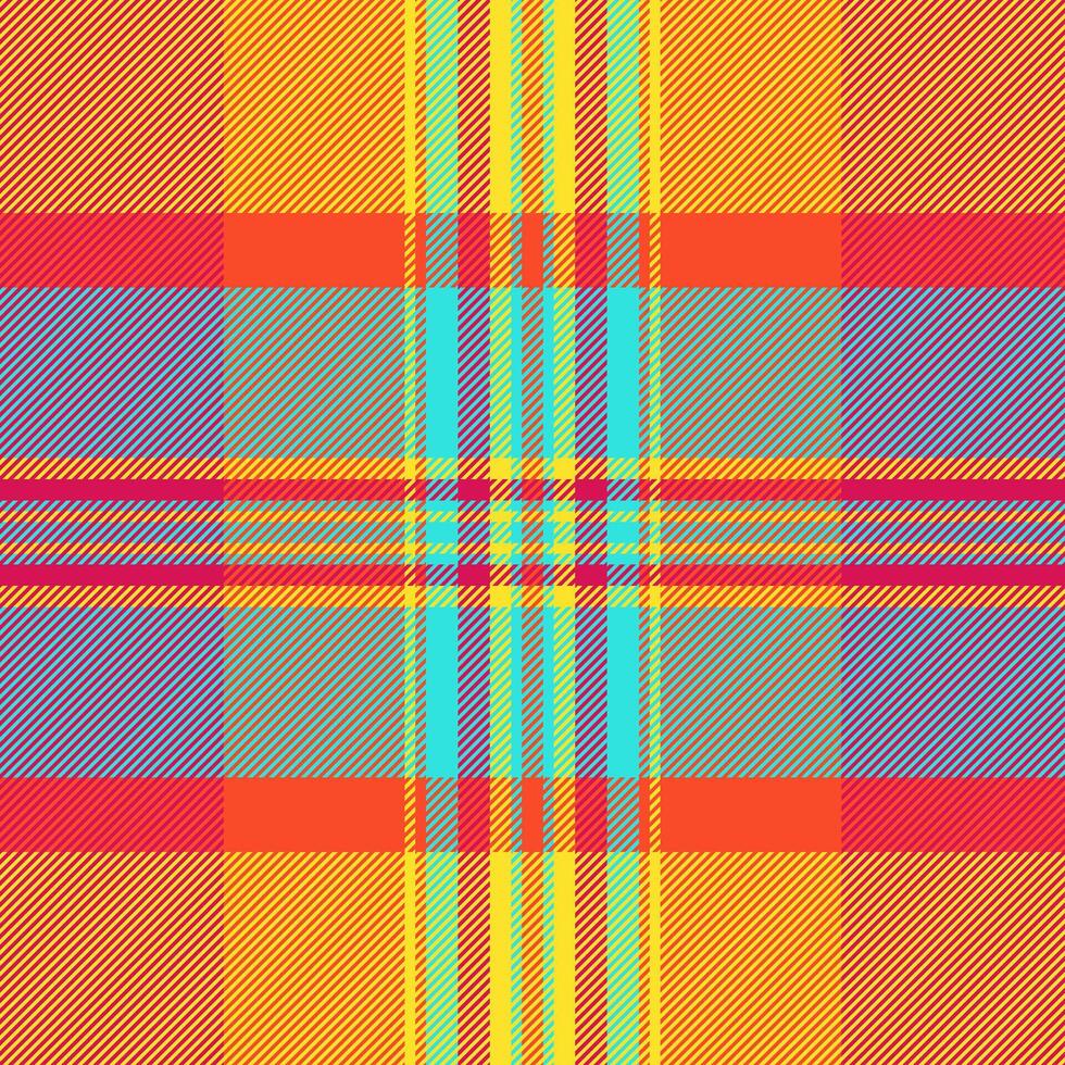 Silky tartan fabric pattern, card background seamless textile. Scenery plaid texture check in pink and yellow colors. vector