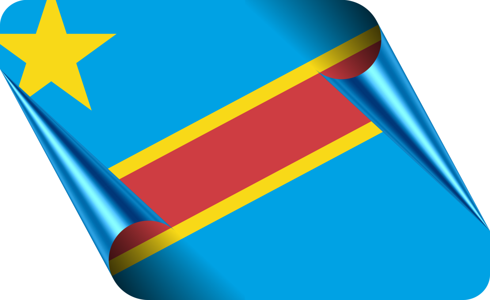 Dominican Republic of The Congo Flag with Modern Folded Paper Effect png