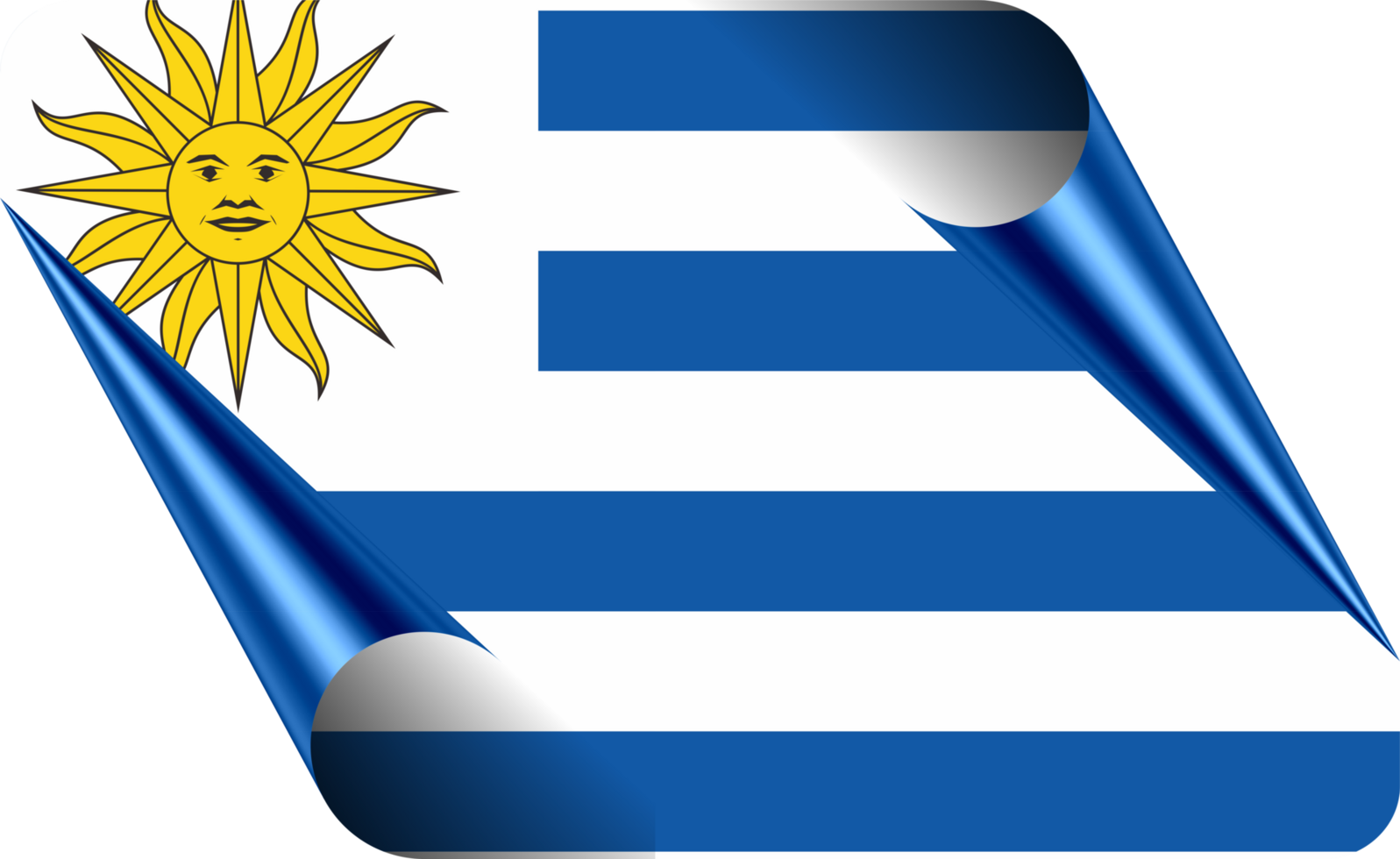 Uruguay Flag with Modern Folded Paper Effect png