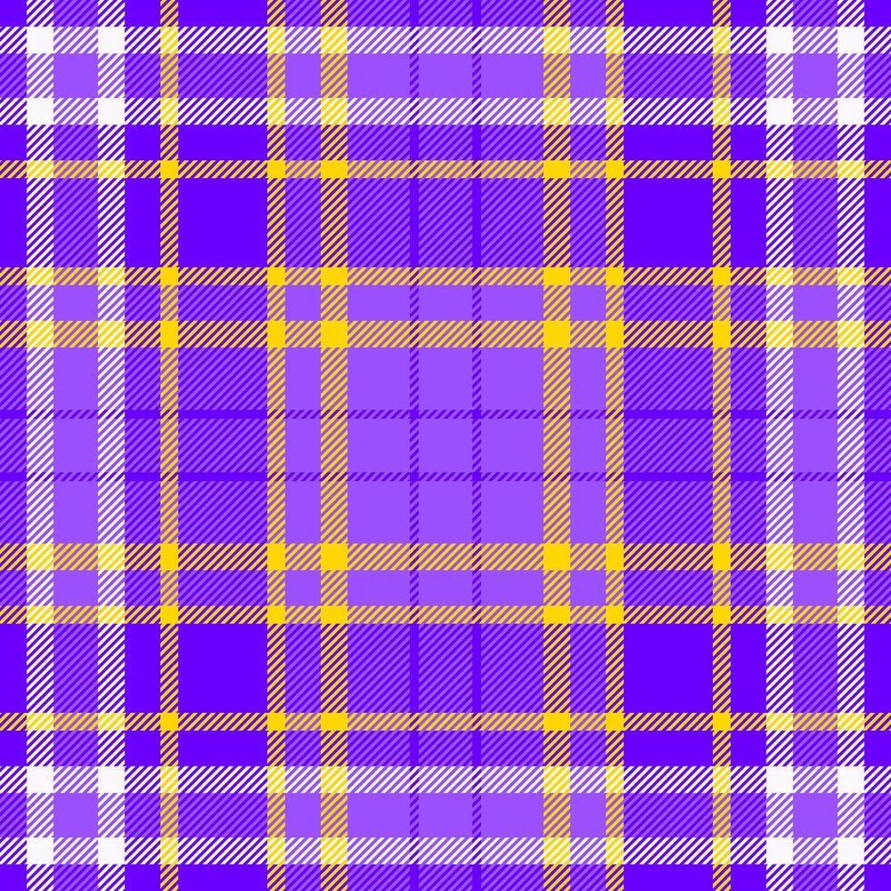 Layered plaid check pattern, warm texture seamless. Pano background tartan textile fabric in violet and bright colors. vector