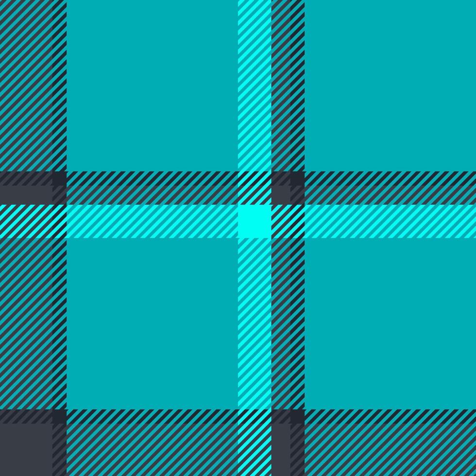 Purchase fabric textile texture, romance seamless plaid. Graphical pattern background check tartan in cyan and dark colors. vector