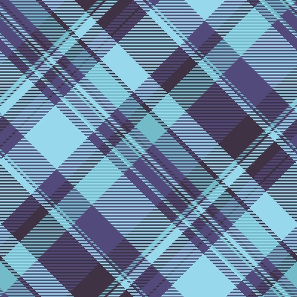 Installing textile seamless plaid, contour fabric background check. Scotland pattern tartan texture in cyan and indigo colors. vector