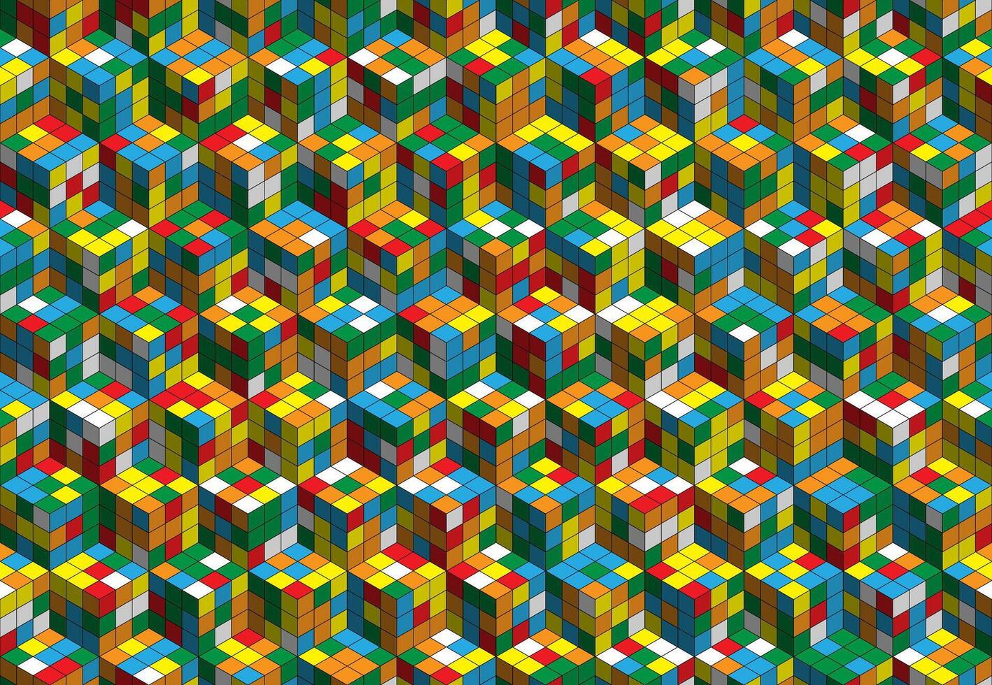 Magic cube pattern seamless design. Color block puzzle background. vector