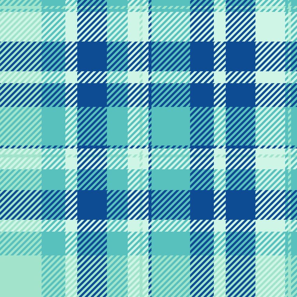 Luxurious seamless plaid tartan, repeating check fabric background. Tracery pattern textile texture in light and teal colors. vector