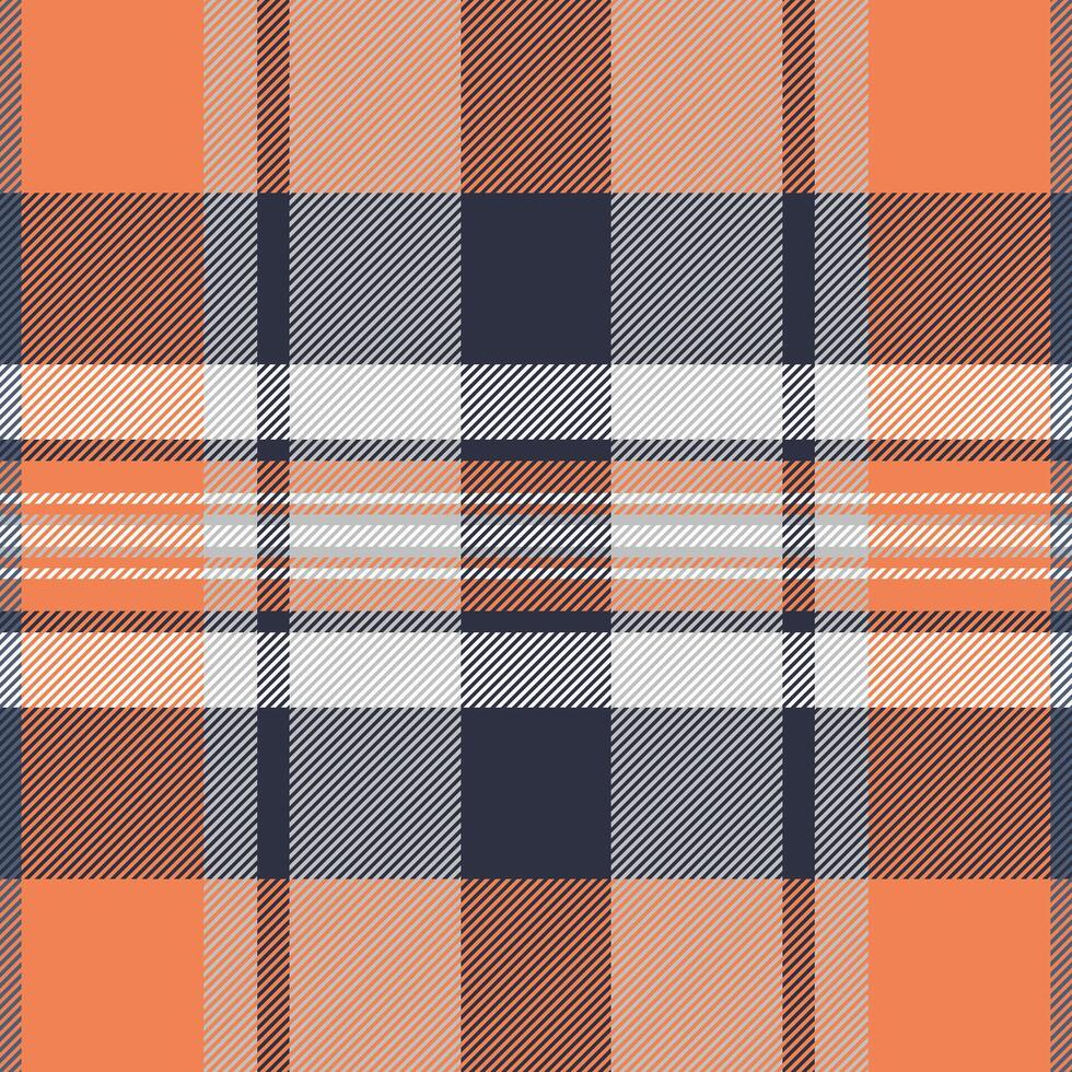 Free check seamless background, present tartan textile. Kilt plaid pattern texture fabric in orange and silver colors. vector