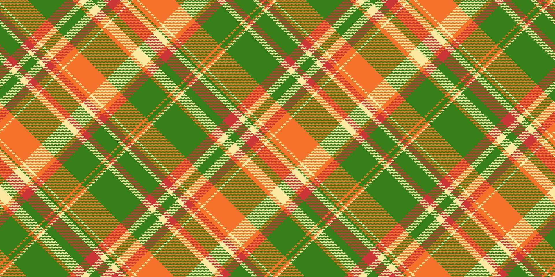 Various texture pattern seamless, custom tartan plaid check. Setting background textile fabric in green and orange colors. vector