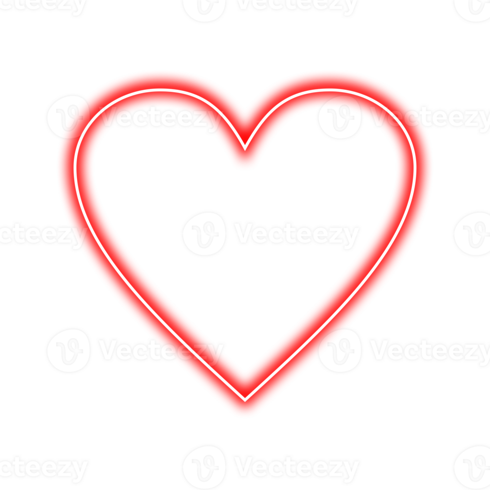 red heart glowing neon light png