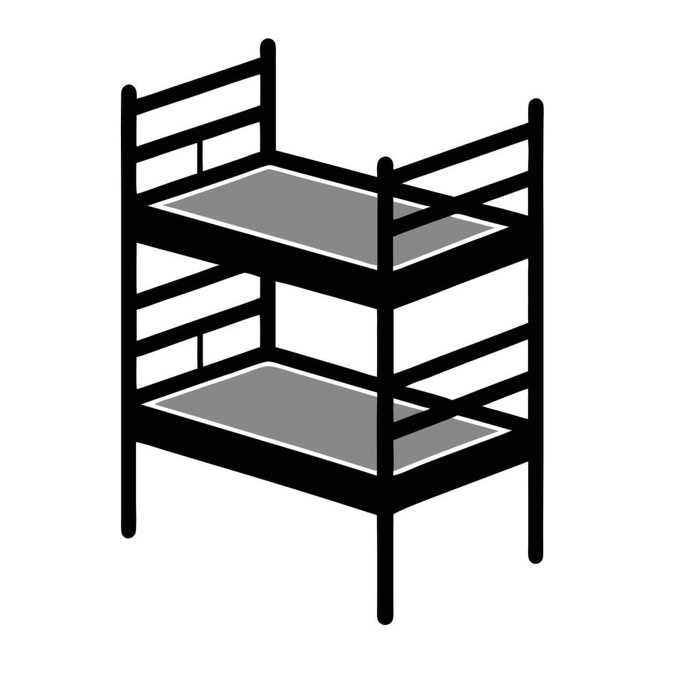 Bunk bed with two beds on top of each other vector