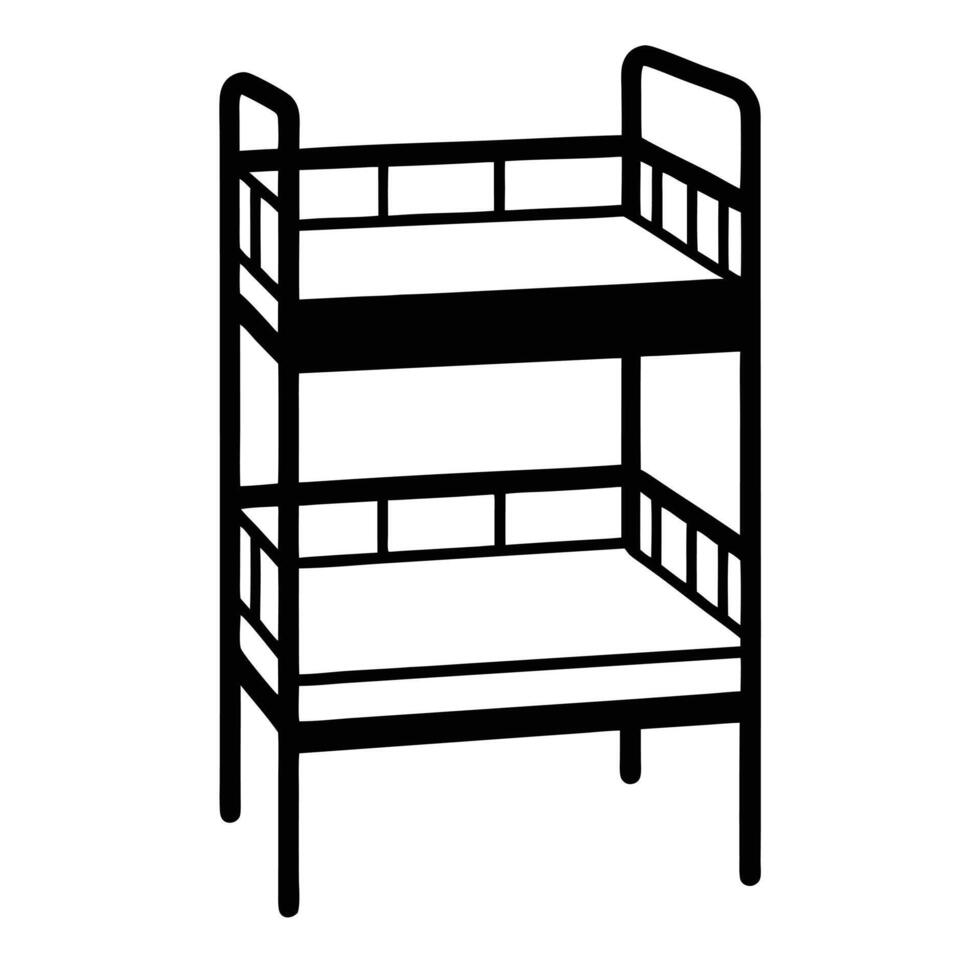 A black and white illustration of a bunk bed vector