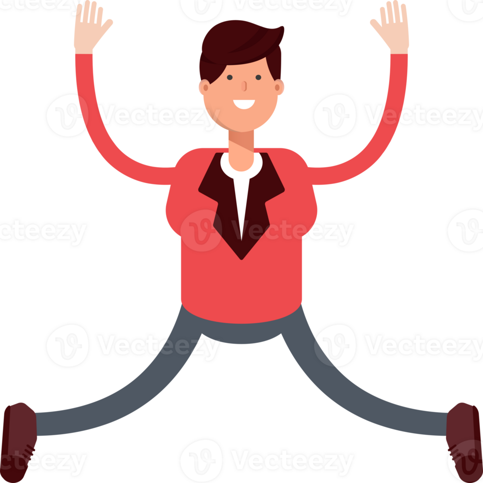 Businessman in Red Suit Character Relaxing and Jumping Illustration png