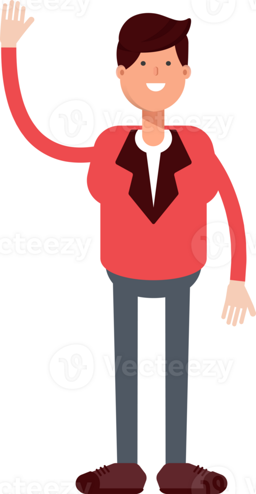Businessman in Red Suit Character Greeting png