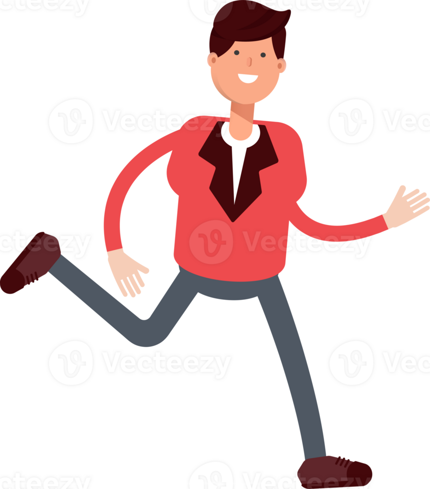 Businessman in Red Suit Character Running png