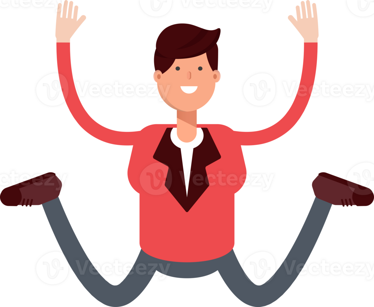 Businessman in Red Suit Character Jumping png